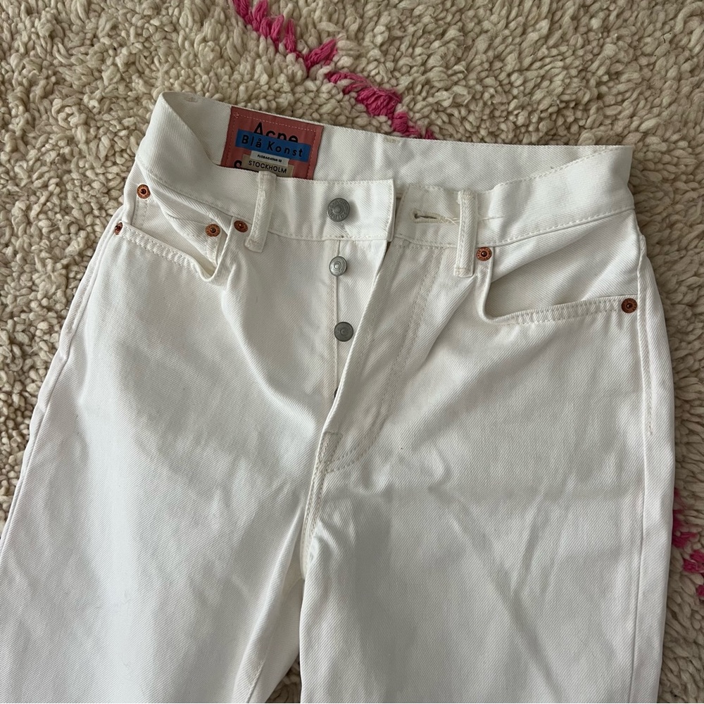 Acne White High-Rise Button-Fly Jeans